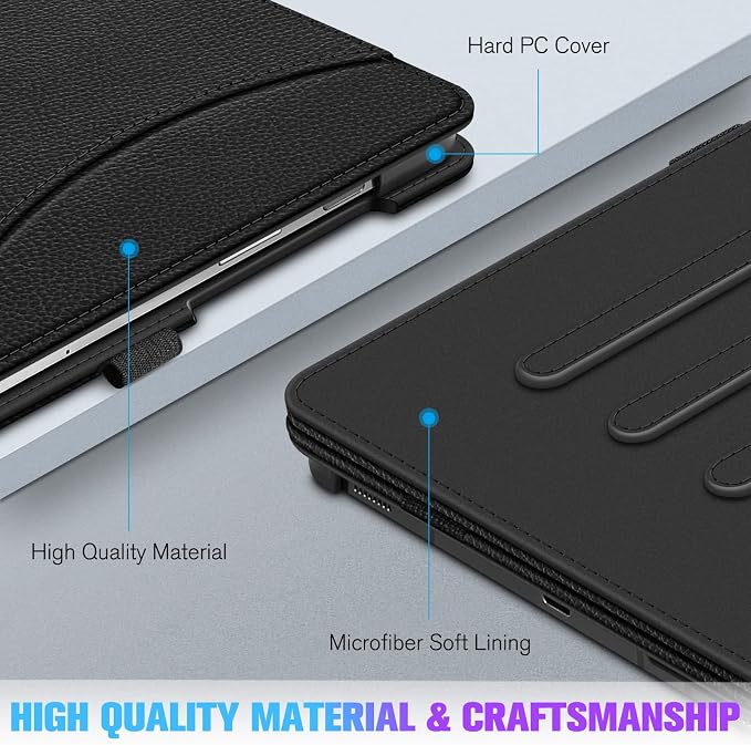 Fintie Multi-Angle Viewing Case for Samsung Galaxy Tab S8/S7 11 Inch | Front Card Pocket 3 Viewing Angles S Pen Protection Auto Wake/Sleep Black