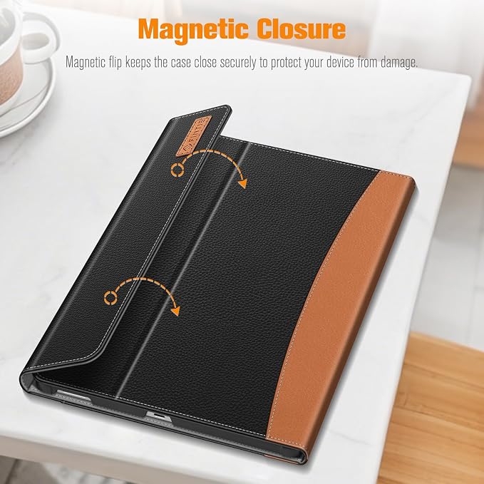 Fintie Portfolio Case for Samsung Galaxy Tab S10 FE Plus 13.1'' 2025 Black | Model (SM-X620/X626) Multiple Angles Business Cover with Pocket Built-in S Pen Holder
