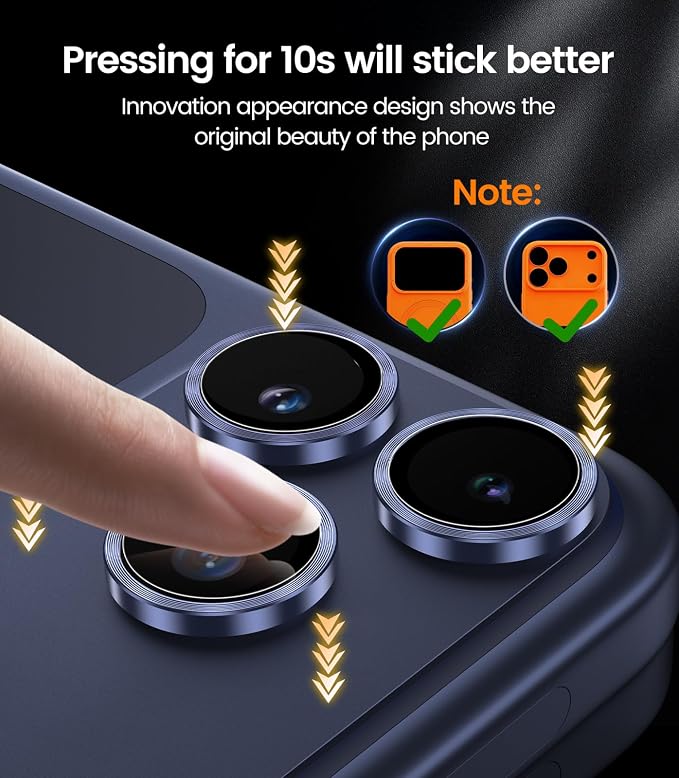 iGluz 2 Pack Anti-Reflection Camera Lens Protector for iPhone 17/16/16 Plus [98% Transmittance][1-Step Installation][Strong Adsorption] 9H Shatterproof Tempered Glass-Black