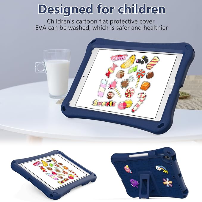 Case for iPad 10.2 Inch 2021/2020/2019/ iPad Pro 10.5 Inch/Air 3rd Gen (2019) Shoulder Strap Kickstand Children Friendly Anti-Scratch Shockproof Case Lightpurple