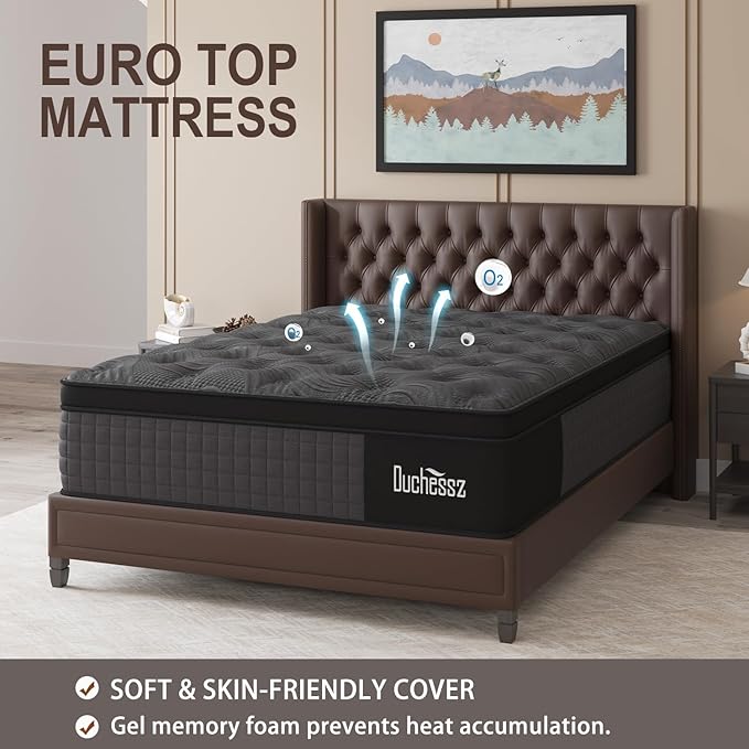 Full Mattress, 14 Inch Hybrid Mattresses Black with Gel Memory Foam and Individually Pocket Innerspring Euro Top Medium Firm for Motion Isolation, Edge Support, 100 Night Trial