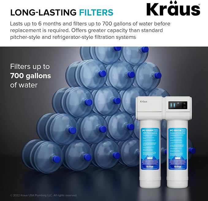 KRAUS Purita 2-Stage Carbon Block Under-Sink Water Filtration System