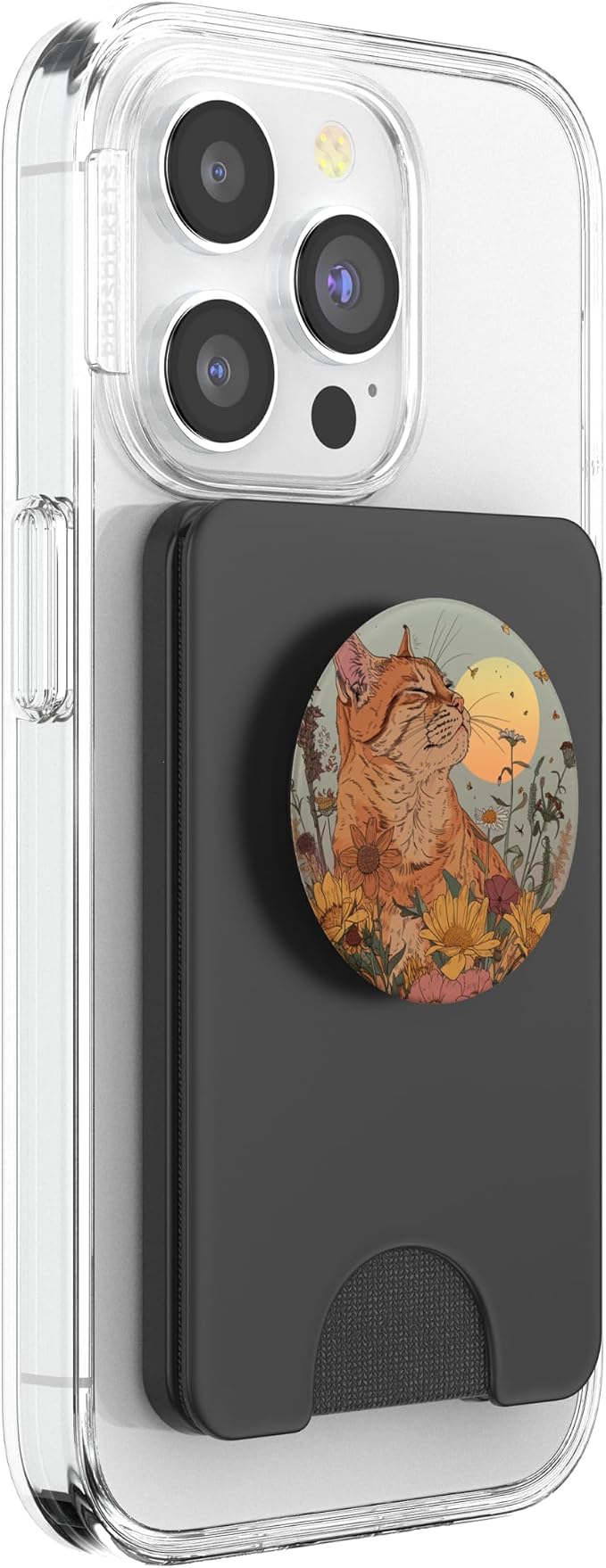 Orange Tabby Cat Orange Cat Flower Floral PopSockets Adhesive PopGrip