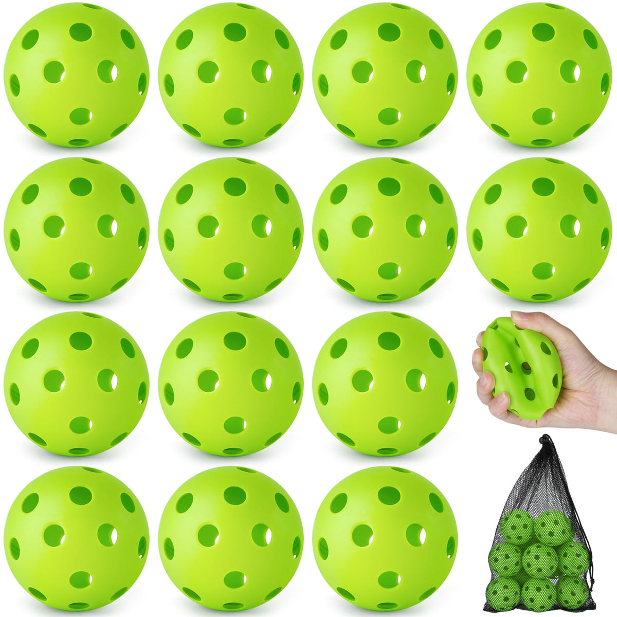 Coopay 14 Pack Baseball Practice Balls Plastic Training Balls Lightweight Hollow Softballs for Hitting, Baseball Training Indoor Outdoor Use (Green)