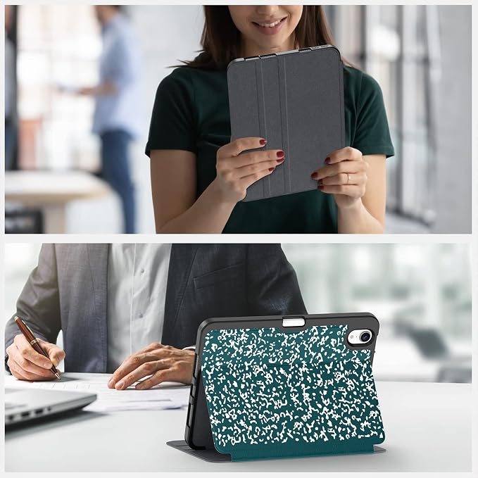Case for iPad mini 7 (A17 Pro) 2024/Mini 6 2021 8.3-Book Black | Slim Lightweight Folio Stand Case Auto Wake/Sleep Soft TPU Back Cover with Pencil Holder for iPad mini 7th/6th Generation