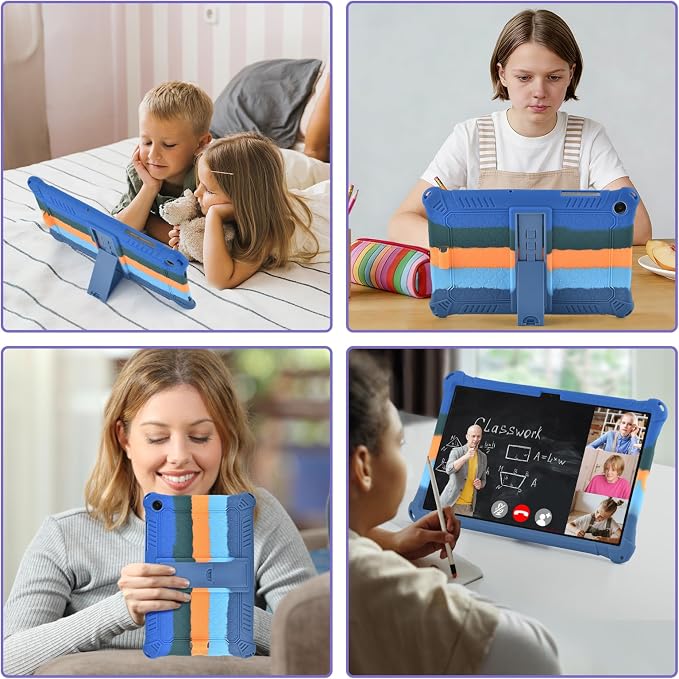 DETUOSI Silicone Case for Samsung Galaxy Tab A11+ Plus 11 Inch 2026/ Tab A9+ Plus 2024 Multi-Angle Foldable Tablet Cover with Adjustable Shoulder Strap &amp Stylus Pen Black
