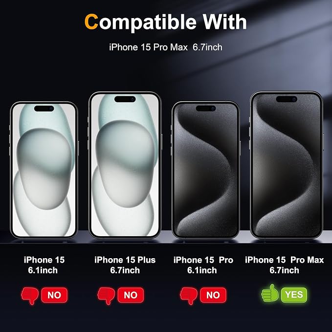 2 Pack Matte Privacy Screen Protector for iPhone 15 Pro Max 6.7-inch with Easy Installation Tool Anti Spy Anti Glare Tempered Glass Film Dynamic Island Compatible Case Friendly 9H Hardness