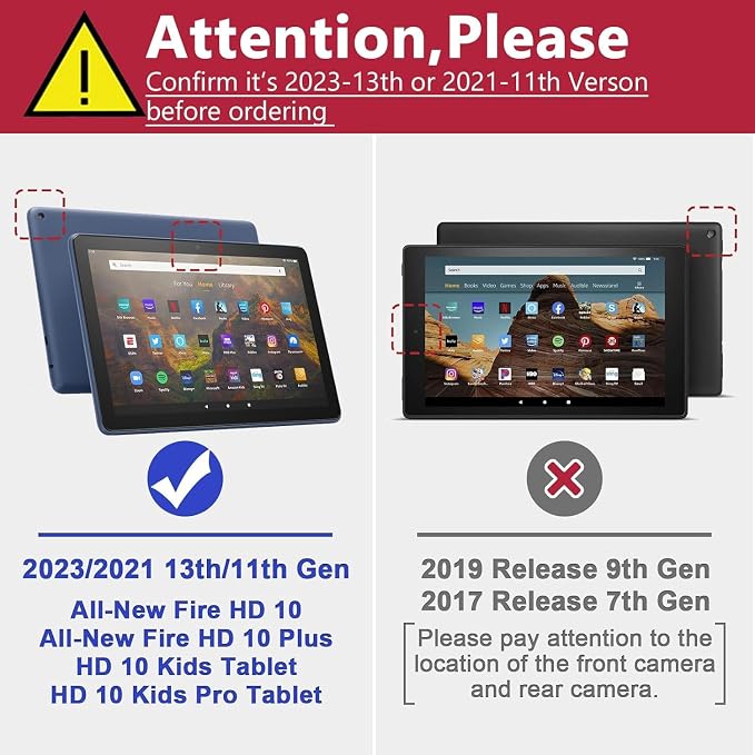 ZoneFoker for 10 Tablet Case (13th/11th Generation 2023/2021 Released) PU Leather Folio Cover with Multi-Angle Stand/Pen Holder Auto Wake/Sleep for 10/10 Plus Black+Black