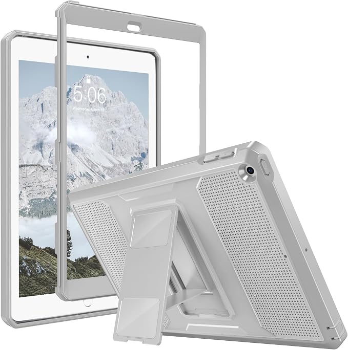 MoKo Shockproof Case Fit 2018/2017 iPad 9.7 6th/5th Generation Black | Heavy Duty Shockproof Full Body Rugged Hybrid Cover with Built-in Screen Protector for Apple iPad 9.7 Inch 2018/2017