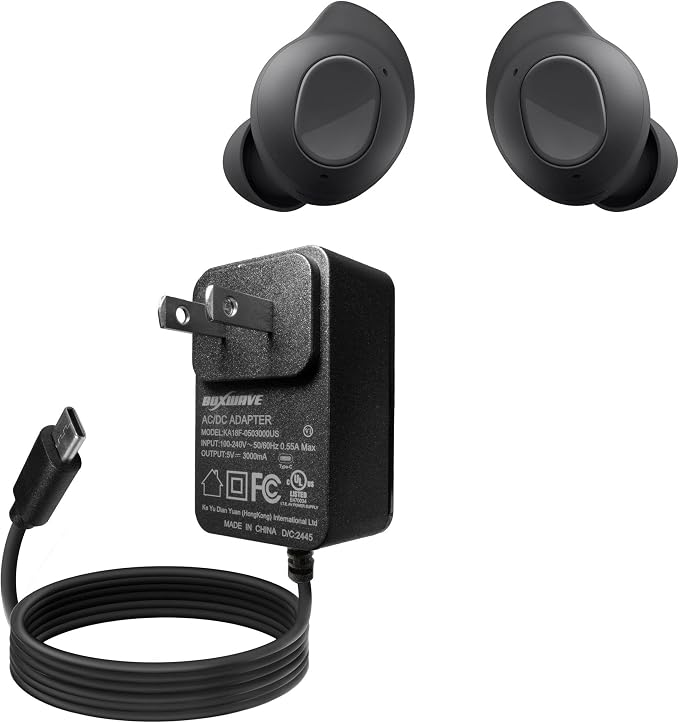 BoxWave Charger Compatible with Samsung Galaxy Buds FE - Wall Charger Direct (15W) Rapid Charge Your Device with Built-in 3ft Cable