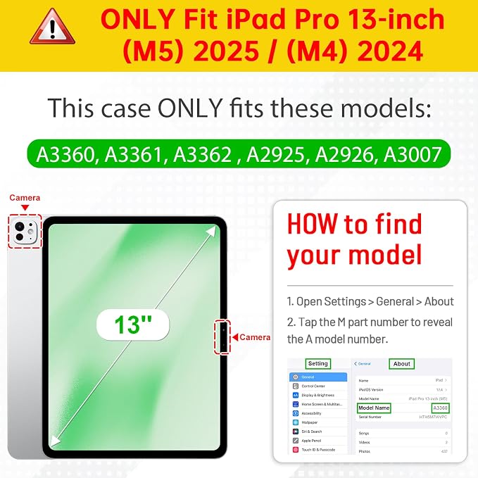 Fintie Slim Clear Case for iPad Pro 13-inch (M5) 2025 / (M4) 2024 | Slim Hybrid Shockproof Hard PC Back Cover Pencil Holder Viewing &amp Typing Angles Auto Sleep/Wake Black