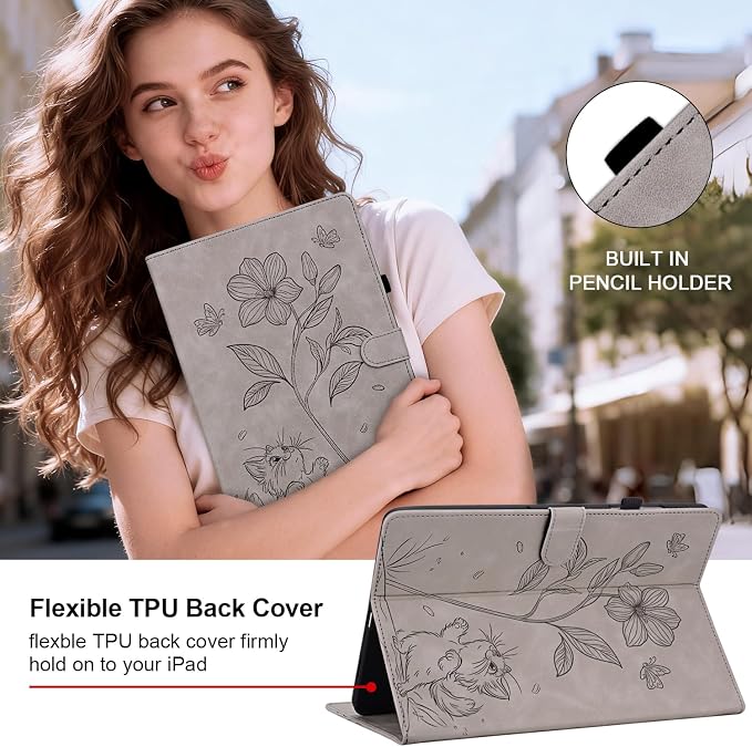 Case for iPad (A16) 11th Generation 11 Inch 2025 iPad 10th Generation 10.9 inch 2022 Auto Wake/Sleep Multi-Angle Flip PU Leather Cover with Pencil Holder Blue