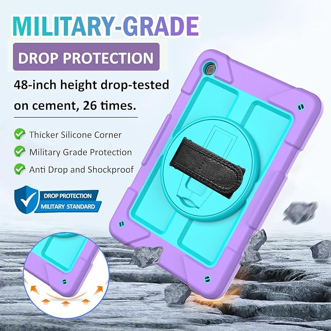 BMOUO for Samsung Galaxy Tab A9+ Plus Case 11 2023 (SM-X210/X216/X218) Shockproof Galaxy Tab A9 Plus Case with Rotating Stand and Hand/Shoulder Strap Black