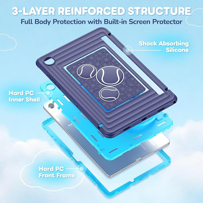 SEYMAC Case for Samsung Galaxy Tab A11+/A9+ Plus 11 for Kids Black | Heavy Duty Shockproof Built-in Screen Protector Rotating Stand Handle and Shoulder Strap