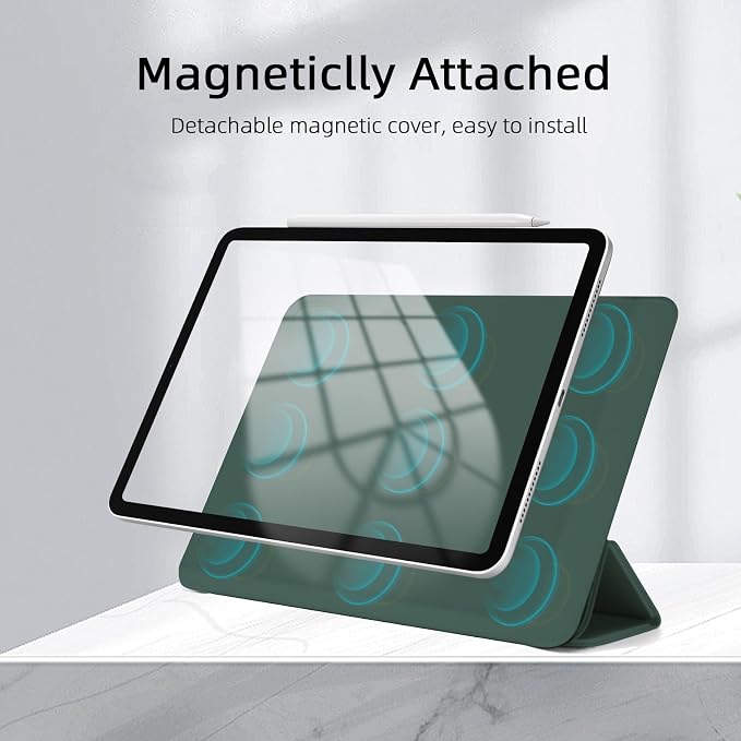 for iPad Air 13 inch M4/M3/M2 Case (2026/2025/2024Model A3268/A3269/A3271) Auto Sleep/Wake and Magnetic Closure Slim Trifold Stand Case PU Leather Cover Support Apple Pencil Pro Black