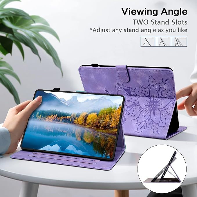 Case for All-New Amazon Fire HD 10 and 10 Plus Tablet (13th/11th Generation 2023/2021 Release) Magnetic Clasp Stand Leather Case with Pen Holder Blue