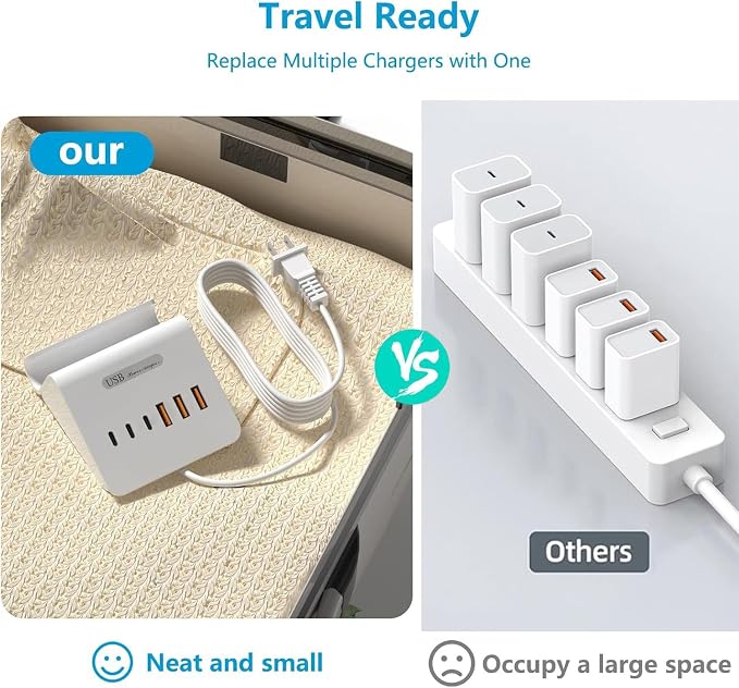 USB C Charging Station 35W VHBW 6 Port 3A and 3C(1Port *USB-C PD20W Fast) Desktop Fast Charging Station for iPhone 14/13/12Samsung Galaxy S23/S22/S21etc