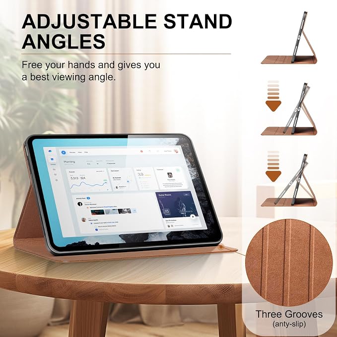 Genuine Leather Case for iPad 11th Gen 11(2025/A16)/10th Gen 10.9 | Slim Protective Cover with Adjustable Stand Auto Wake/Sleep Premium Leather Black