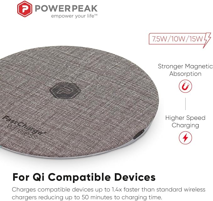 Wireless Fast Charger 15W Aluminum Fast Charging Pad USB-A to USB-C Cable Included Compatible with iPhone Apple &amp Android AC Adapter Included | Gray