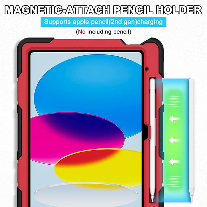 for iPad 9th 8th 7th Gen Case 10.2 inch with Screen Protector | 360° Rotating Kickstand Hand Strap Shoulder Strap Heavy Duty Military Grade - Kids Friendly