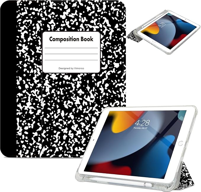 Vimorco for iPad 10.2 Case 9th Generation Cover Flower Cats for iPad 9th/8th/7th Generation Case Slim Soft Rubber Back Adjustable Stand Auto Wake/Sleep Smart Black Cat