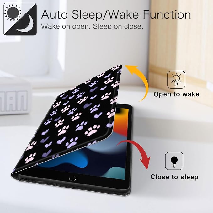 for iPad 11th Generation (A16 2025) 11 / iPad 10th Gen 10.9 2022 Case 360° Rotating PU Leather Stand Cover with Auto Sleep/Wake Shockproof TPU Backl Raccoon Perched