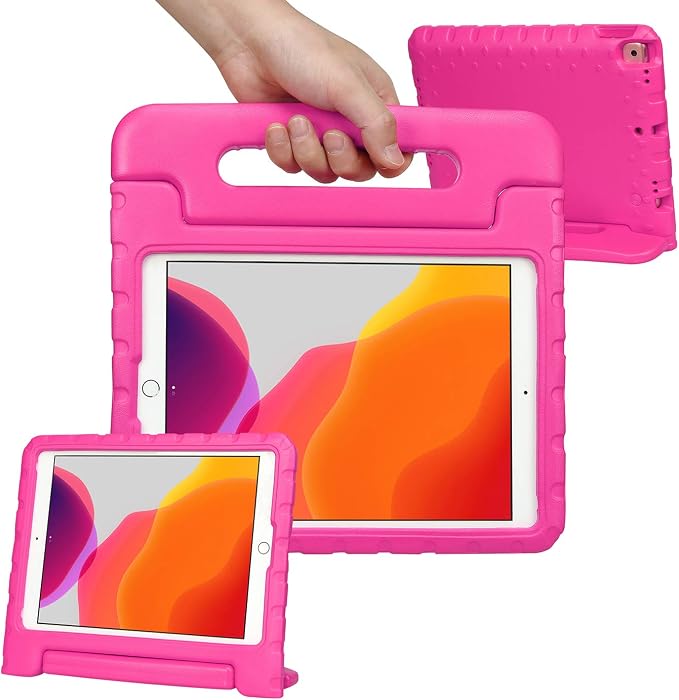 HDE Case for iPad 9th Generation Kids Shockproof Cover 10.2 inch with Handle Stand fits 2021 9th Gen 2020 8th 2019 7th Tablet - Black