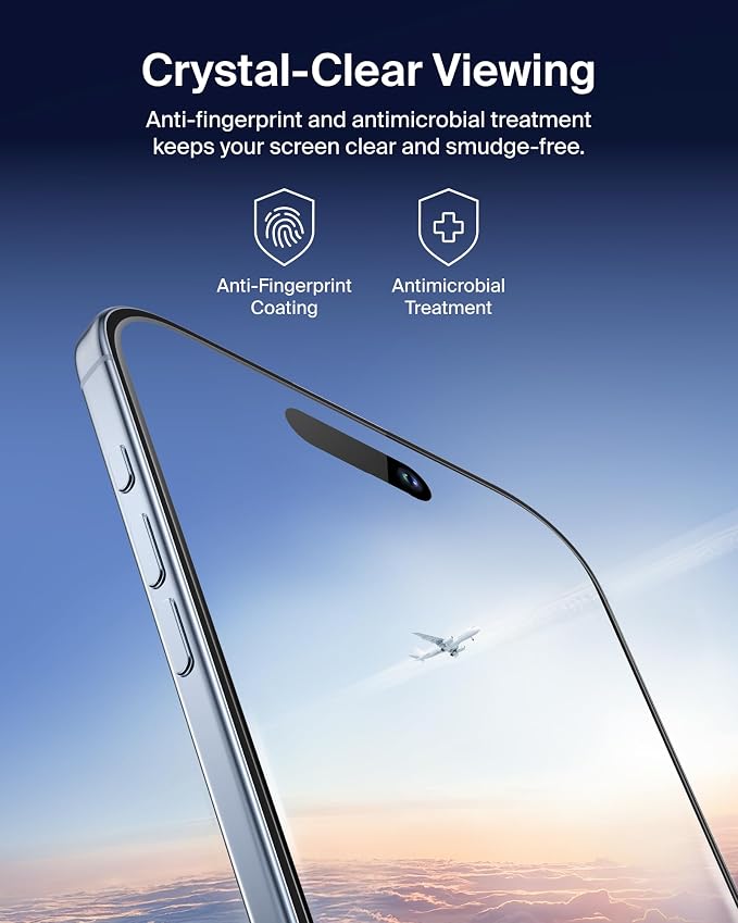 Belkin ScreenForce UltraGlass 2 Screen Protector for iPhone Air 25X Stronger Glass Scratch-Resistant &amp Impact Protection Easy Align Tray for Bubble-Free Application Made with Recycled Glass