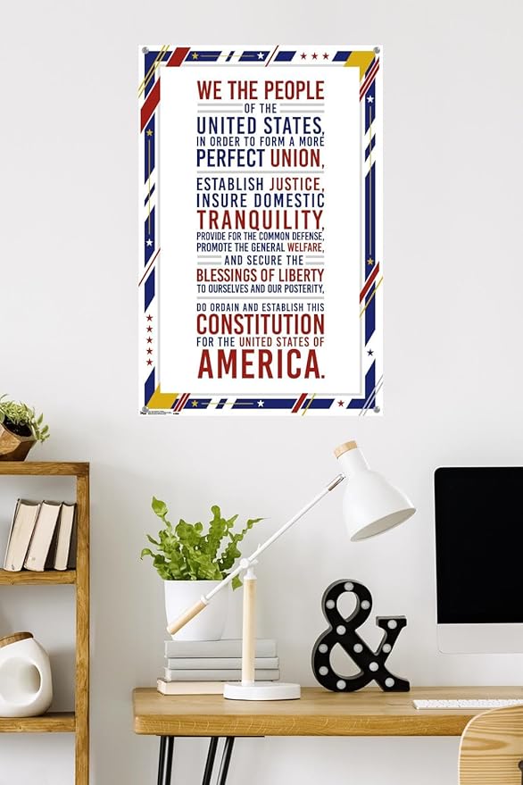 Trends International The United States Of America - Constitution Preamble Wall Poster, 22.37" x 34.00", Poster & Push Pin Bundle