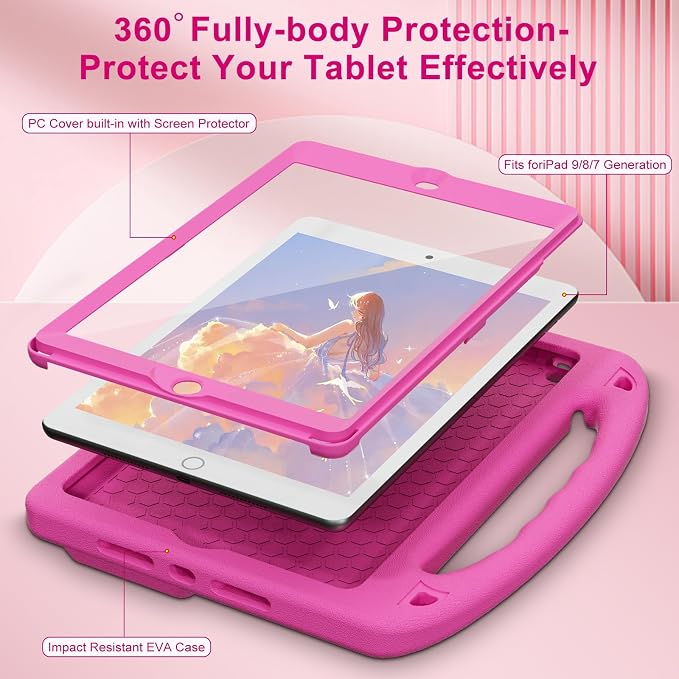 Kids Case for iPad 9th/8th/7th Gen. (10.2-inch 2021/2020/2019) | Shockproof Cover with Built-in Screen Protector and Stand Black