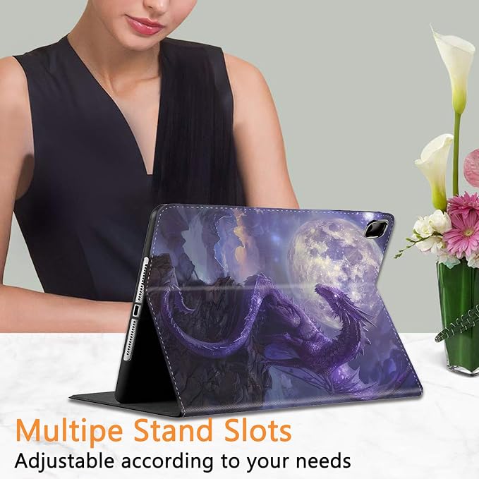 for iPad 10th-Gen 10.9-inch 2022 Case Adjustable Stand Shockproof Protective Cover with Automatic Wake-up/Sleep Function Suitable for iPad 10th Gen 2022 Case Art Dragonfly