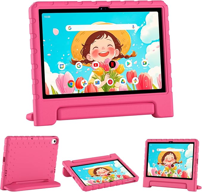 Kids Case for Onn 10.1 Tablet 2024 Gen 4(Model:100135925) ShockproofBlack | Lightweight EVA Foam Foldable Handle Stand Precise Cutouts Kid-Friendly For Daily Use