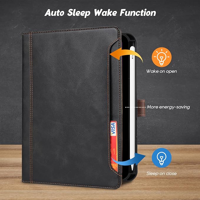 Flip Case for Apple iPad 10.2 9th 8th 7th Generation 2021/2020/2019 Pencil Holder Smart Cover Auto Sleep Wake Protective Documents Pocket Stand Snap Closure Case for iPad 10.2 Inch Black