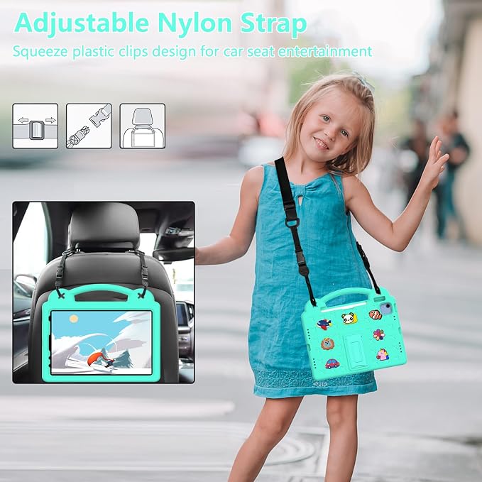 YRH Kids Case for iPad A18 (2026) Gen 12 / for iPad A16 (2025) with Strap Handle Stand EVA Shockproof Cover for iPad 12th Generation 11'' Blue
