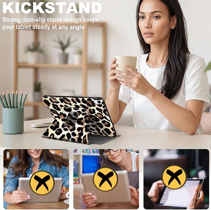 for iPad 11th Generation (A16 2025) 11 / iPad 10th Gen 10.9 2022 Case 360° Rotating PU Leather Stand Cover with Auto Sleep/Wake Shockproof TPU Backl Raccoon Perched
