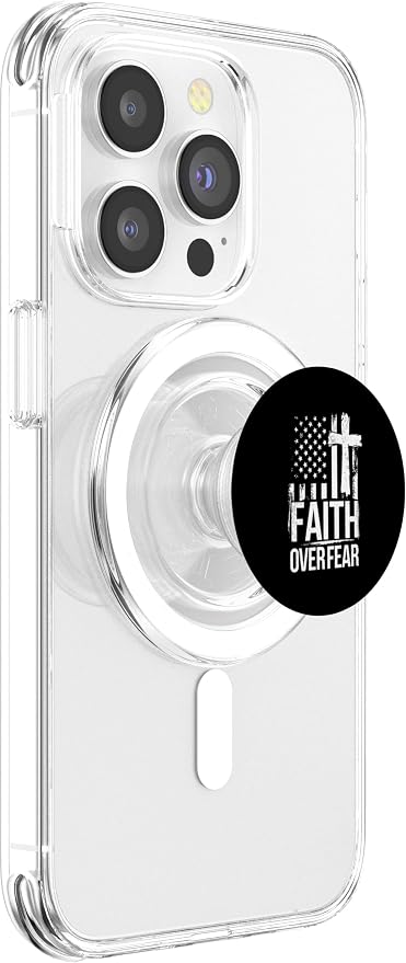 Christian Patriotic Faith Over Fear Christmas Design PopSockets PopWallet for MagSafe