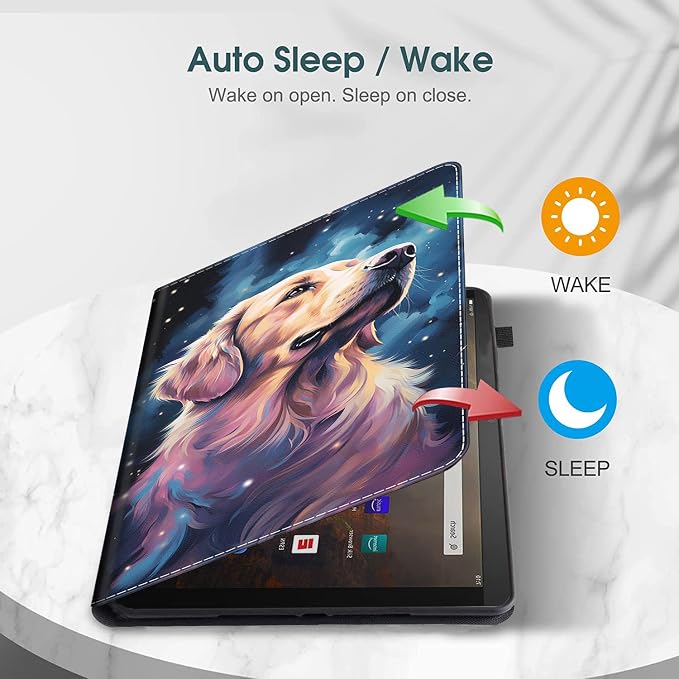 Case for All-New Amazon Fire HD 10 and 10 Plus Tablet (13th/11th Generation 2023/2021 Release) 10.1 Multi-Angle Smart Stand Cover Auto Sleep/Wake Skull and Fire