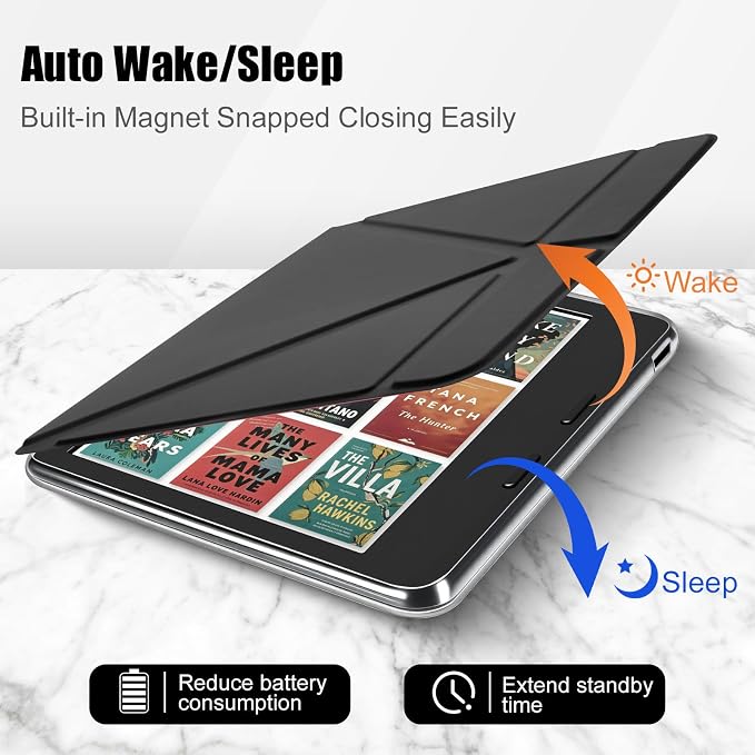 E NET-CASE Detachable Magnetic Case for 7 Kobo Libra 2 &amp Tolino Vision 6(2021) eReader Ultra Clear Back Scratch-Proof Light丨Easy to Detach &amp Attach丨Auto Sleep/Wake (Black)