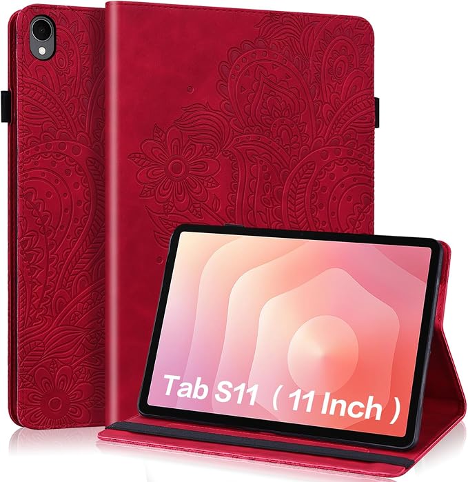 Case for Samsung Galaxy Tab S11 11 Inch PU Leather Multi-Angle Viewing Stand Wallet Protective Cover with Card Slots - Blue