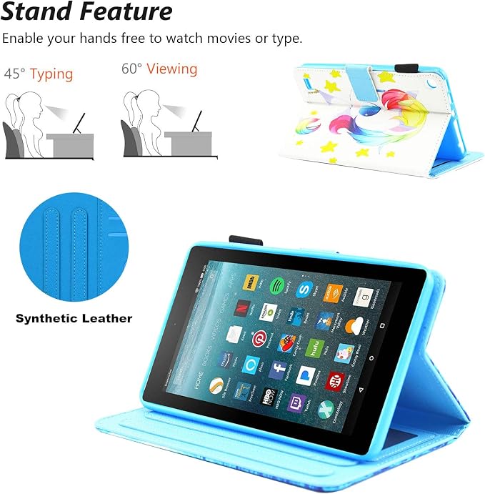 Case for Kindle Fire 7 TabletDteck Full Protective Flip Adjustable Stand Auto Wake/Sleep Smart Cover with Pencil Holder for Kindle Fire 7 Tablet 9th/7th/5th Generation 2019/2017/2015 ReleaseKing Dog