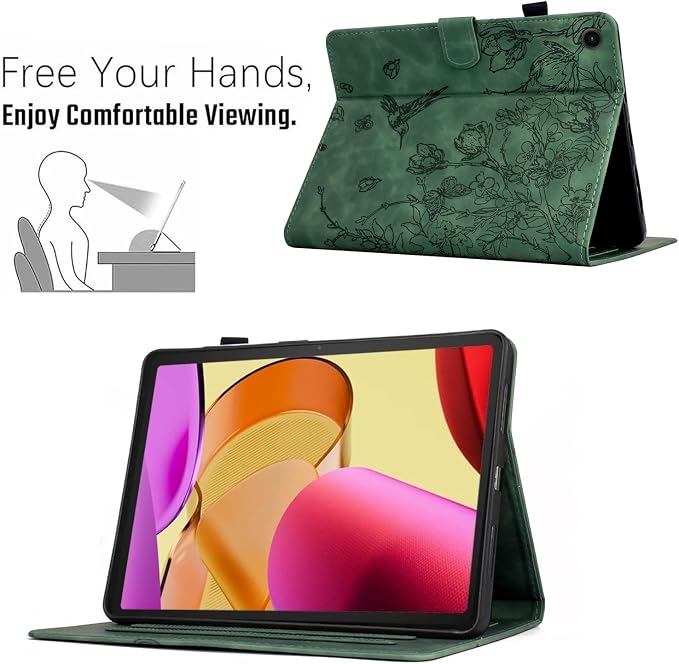 Kindle Fire Max 11 Case 13th Generation 2023 Release Fire Max 11 Tablet Case Embossed Suede Leather Folio Stand Cover with Auto Wake/Sleep &amp Card Slot &amp Pen Holder Brown Bird Flower Embossi