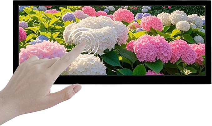 VSDISPLAY 10.3 Inch Touch LCD Monitor 1920x720 IPS Supports USB Flash Drive 2.0 Auto Copy Auto Play Split Screen for Elevator Restaurants Supermarket Store Extra Advertising Display