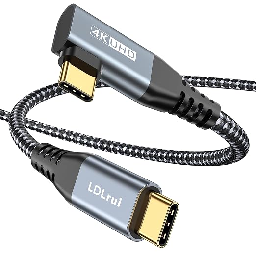 LDLrui 10FT Right Angle USB C Cable 100W PD 20Gbps Data 4K Video | Large Workspaces Commercial Displays Long Distance Routing Flexible Installation Full-Featured USB-C