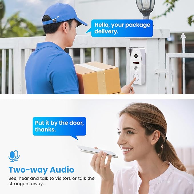 Wired Video Doorbell Intercom System 7 inch Monitor 1080P HD Camera Entry Doorphone Door Camera TUYA WiFi Smart Home Door Phone Kits for Apartment Home Villa (1 doorbell + 4 Monitor)