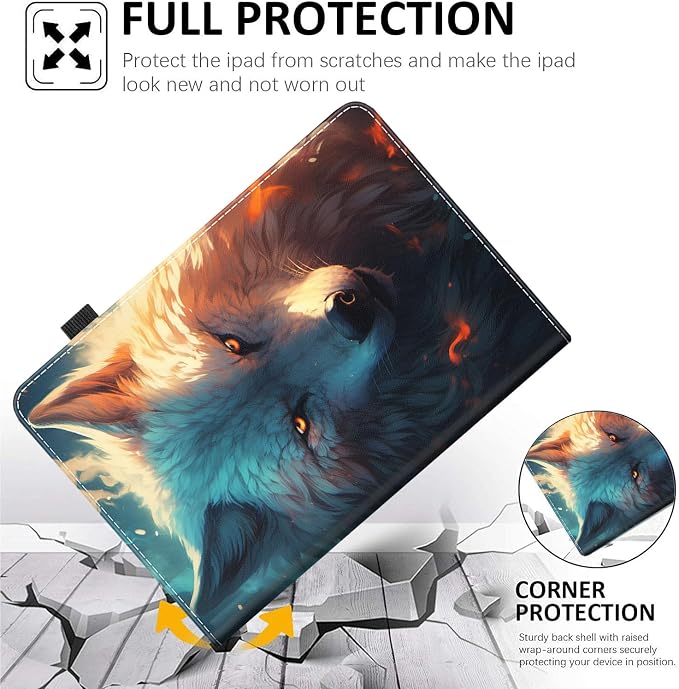 Case for All-New Amazon Fire HD 10 and 10 Plus Tablet (13th/11th Generation 2023/2021 Release) 10.1 Multi-Angle Smart Stand Cover Auto Sleep/Wake Skull and Fire