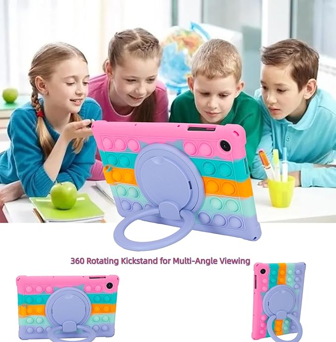 Silicone Tablet Case 360 Rotating Stand/Handle and Shoulder Strap Stylus Pen Soft Cover Compatible with Frameflow P10_ASHARECLOUD P10_T/P10C 10.1 inch Black