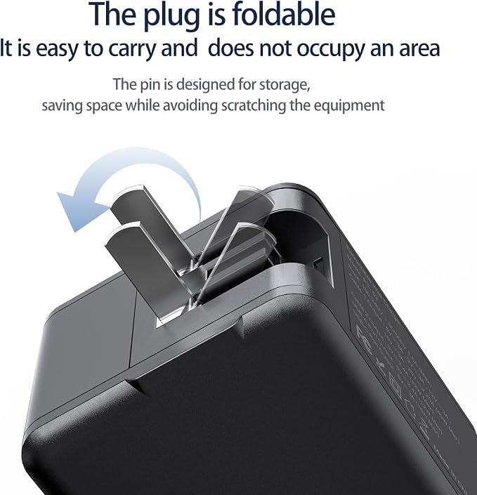 4-in-1 Retractable wall Charger with PD Fast Charging Featuring Dual USB Ports Lightning and Type-C Data Cables a Foldable Four-Port Plug and a GaN Adapter.