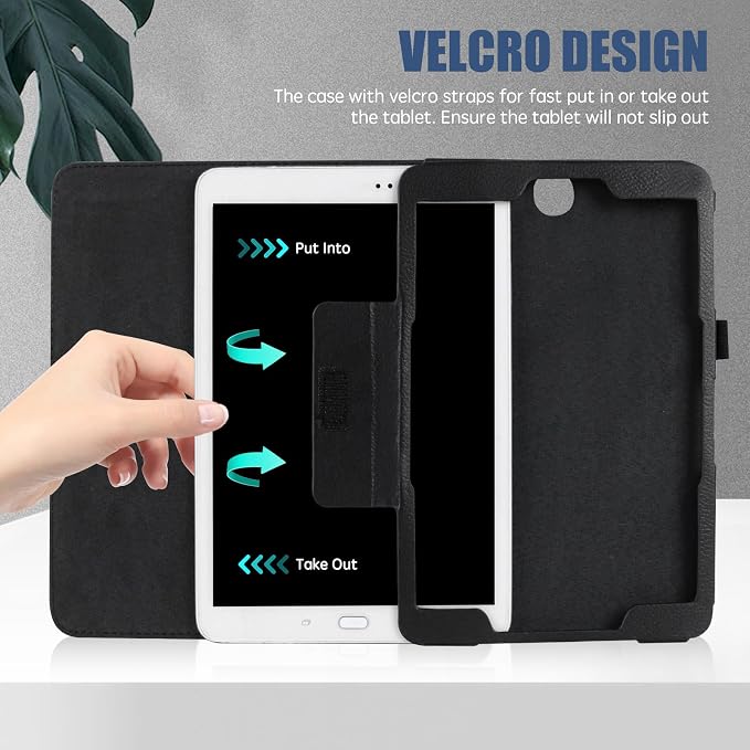 Slim Leather Case for Samsung Galaxy Tab A 8.0 inch 2015 (SM-T350 T357 T355 P350 P355) Multi-Angle Stand Full-Protective Tablet Cover Book Case with Stylus PenScreen Film (Black)