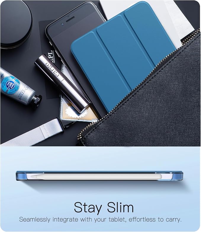 TiMOVO Case for iPad mini 7 A17 Pro 8.3 &amp mini 6th Gen - Black | Slim Translucent Hard Back Folio Cover Support Touch ID Auto Wake/Sleep