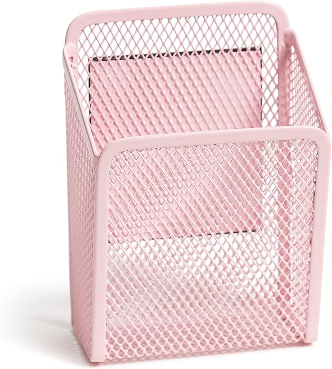 U Brands Blush Mesh Locker Organization Kit, Includes Magnetic Cup, Folding Shelf and Bin, 3 Pieces